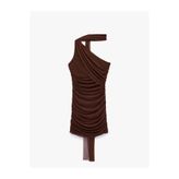 Koton Slim Fit Drapeli Tek Omuz Mini Bodycon Elbise
