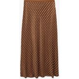 Koton Slim Fit Puantiyeli Saten Midi Etek - Kahve - 36