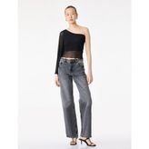 Koton Slim Fit Tül Tek Omuz Bluz - Siyah