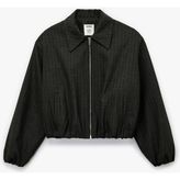 Koton x Melis Ağazat - Uzun Kollu Cepli Fermuarlı Crop Bomber Ceket - Gri - 44