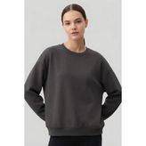 Koyu Gri Basic O Yaka Oversize Kadın Sweatshirt - 97053 - M