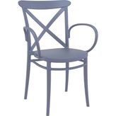 Koyu Gri Cross Xl Plastik Contract Mutfak Balkon Salon Bahçe Cafe Sandalye