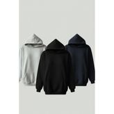 KOZİA OUTDOORS 3'lü Unisex Kapüşonlu Oversize Baskısız Sweatshirt