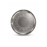 KOZMİK GİFT Paslanmaz Çelik Metal Sunum Tepsisi Kahve Servis Tepsisi 24CM Desenli Dekoratif Türk Kahvesi Çay Sunumu