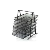 KRAF Siyah Metal Perfore Evrak Rafı - 5 Katlı