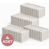 Kraftella 4' Lü Akordiyon Çekmece Içi Düzenleyici L - Gri Beyaz Çizgili Organizer - Gri - Beyaz - 4'lü - 24X37X18 cm