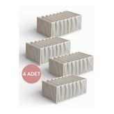 KRAFTELLA 4' lü Akordiyon Çekmece İçi Düzenleyici L - Gri Beyaz Çizgili Organizer