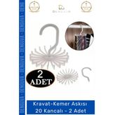 #Kravataskısı Dolap İçi Düzenleyici Gardırop Askısı Şal Eşarp Kravat Kemer Askısı 20 Kancalı - 2 Adet