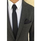 Kravatistan 5,5 cm Siyah ince /slim Kravat Mendil Seti 4k010533