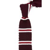 Kravatkolik Bordo - Kırmızı Çizgili Örgü Kravat ÖR8371