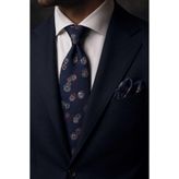 Kravatkolik Lacivert Bordo Çiçek Desen Mendilli Klasik Kravat KK13794