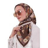 Krem Çiçek Yaprak Desen Aura Eşarp