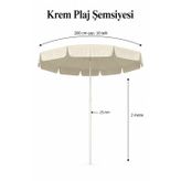 Krem Plaj Ve Bahçe Şemsiyesi 200 Cm Çap / 10 Telli