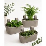 Krem Renkli 3'lü Modern Balkon Saksısı - 3,2 Litre Kapasite