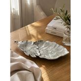 Krem Silver Yaprak Tabak Dekoratif Obje