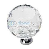KRİSTAL CAM DÜĞME KULP 20 mm. KROM