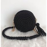 Kristal Makaron Model El Örgüsü Çanta - --Siyah