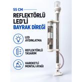 Krom Bayrak Direği 55Cm Led Reflektörlü