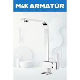 Krom Lüx Kare Eviye Batarya Çeşmesi