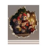 Kt Grup Yılbaşı Fareleri 3D Cam Duvar Kapı Sticker
