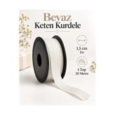 kubbe tekstil aksesuar Beyaz Keten Kurdele 1,5 cm – 1 Top 20 Metre – Hediye Paketi, Çiçek Buketi, Davet ve Dekorasyon Süsleme Kurdelası