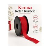kubbe tekstil aksesuar Kırmızı Keten Kurdele 1,5 cm – 1 Top 20 Metre – Hediye Paketi, Çiçek Buketi, Davet ve Dekorasyon Süsleme Kurdelası