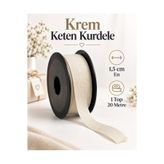 kubbe tekstil aksesuar Krem Keten Kurdele 1,5 cm – 1 Top 20 Metre – Hediye Paketi, Çiçek Buketi, Davet ve Dekorasyon Süsleme Kurdelası