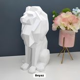 Kübik Aslan Heykel Beyaz
