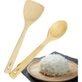 Küche & Haus Ahşap Kaşık Set 2'li El Yapımı Doğal Ahşap Yemek Pişirme Tahta Kaşık