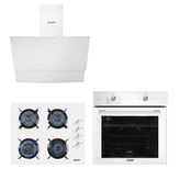 Kumtel Home Plus Beyaz Cam Ankastre Set