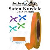 Kurdele Saten 1 cm 10 Metre 1 Adet Saten Kurdela Parlak Hediye ve Süsleme Şeridi Süs Paketleme Çiçek Saç El Sanatı - Turuncu