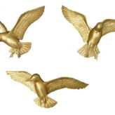 Kuş Üçlü Duvar Süsü, Gold