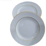 Kütahya Porselen Sedef Yaldızlı Yemek Tabağı 21 cm 6'lı Çukur Tabak Yuvarlak Desenli