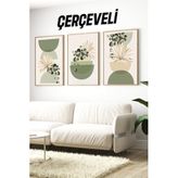Kututr 3’Lü Çerçeveli Modern Yeşil Bitkili Minimal Tablo Seti – Saksı Ve Yaprak Kompozisyonu Crv1153,Çerçeveli Crv1153 23 X 32