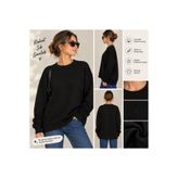Kuun Basic Kadın Siyah Oversıze Sweatshırt