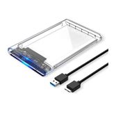 Kuvars 2.5 inç Sata USB 3.0 Harddisk Kutusu - Şeffaf - Micro USB