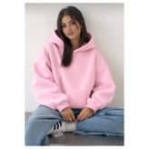 KVİNS Kadın Pembe Oversize 'Reverse' Baskılı Kapüşonlu Sweatshirt
