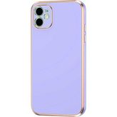 Kvy Apple iPhone 11 Parlak Kenarlı Bark Silikon Kılıf - Mor