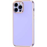 Kvy Apple iPhone 12 Pro Max Parlak Kenarlı Bark Silikon Kılıf - Mor