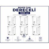 Labolist Beher Cam Dereceli 1000 ml 6 Adet