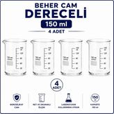 Labolist Beher Cam Dereceli 150 ml 4 Adet