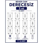 Labolist Beher Cam Derecesiz 5 ml 12 Adet