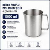 Labolist Beher Kulplu Paslanmaz Çelik 1000 ml - Ölçekli Beaker