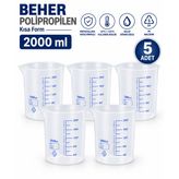 Labolist Beher Polipropilen - Kısa Form 2000 ml 5 Adet