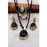 Labradorit Taşlı Elişi Gümüş Set 2244