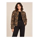 LACASE Kadın Leopar Desen Bomber Ceket