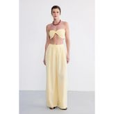 Lace Crop Pantolon Takım Sarı
