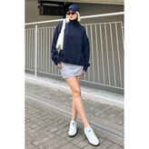 Lacivert Balıkçı Yaka Kadın Kazak MG2196