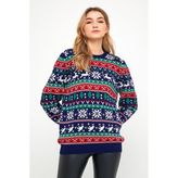 Lacivert-Kırmızı Kadın Christmas Yılbaşı KAZAĞI-KDNCRS001R03M