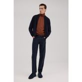 Lacivert Regular Fit Desenli Fermuarlı Triko Hırka